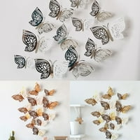 COGFS srebrni leptir zidne naljepnice 3D metalne naljepnice Dekor ukrašavanja kućnog prostora