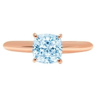 2.0ct jastuk rezan plavi simulirani dijamant 14k ružičasto zlato Angažovanje prstena veličine 6.25