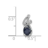 Čvrsti sterling srebrni dijamant i safir plavi rujan dragi kameni ovalni privjesak šarm
