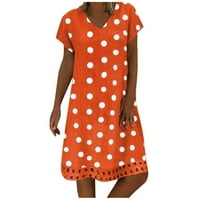 Mamusne haljine print rukavi modna casual labava haljina s V-izrezom polka colorblock žene kratka ženska