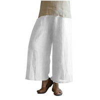 Pamučne posteljine za žene Ležerne ljetne hlače Elastične visoke strugove u obliku struka Crop hlače