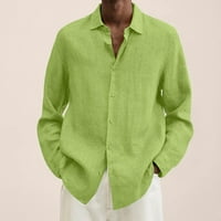 Muška posteljina pamučna košulja plus veličina casual gumba niz dugi rukavi Ljetna majica na plaži Chambray