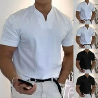 Muški mišićni majica pamuk čvrsta ležerna prazna majica vruće ljetne prozračne top bijele l