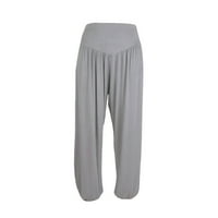 Wozhidaoke široke pantalone za žene za žene Ženske elastične labave ležerne pamučne meke joga sportske