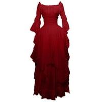 Zyekqe Womens Plus Veličina Vintage haljina s ramena nagnuta struka Sredstva za regularne hambe Srednjovjekovne