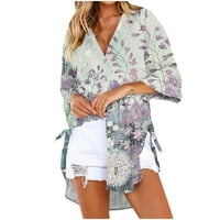 Lenago ženska poslovna bluza plus veličina Ljeto obrubljeno na vrhu vrhova tiskanog gumba Udobne ženske