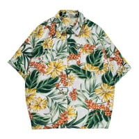 Muškarci Ležerne majice Labavi cvjetni odštampani plažu Hawaiian Classic Classic Classic Dugme Down Vintage Retro Haljina Košulja Poslovni posao
