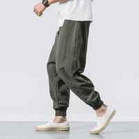 Muški duks joggeri pamučne posteljine čvrste elastične strugove casual pantalona nacrtaju miljetne hlače