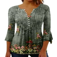 Colisha dame Ljetni vrhovi cvjetni print tunika bluza V izrez majica Loose Dailywer rukav majica Style-C l