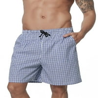 Muški knoker bokser plairani kratke hlače donje rublje pamučne tkane gaćice elastični struk saloni za spavanje s džepovima