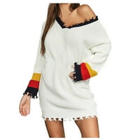 Pad džempera moderan fit džemper pulover casual crew izrez ženske zbojere kardigan bijeli s