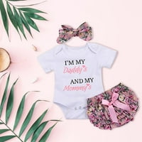 Baby Girl Set Odjeća za odjeću TOP ZEMLJIŠTE Onesie Pants Bandana Set za mjesecima Bebe veličine 100