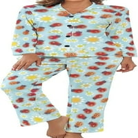 Bugs Flora uzorak Ženska pidžama Set gumba Down Sleepwear PJ Set Loungewear Noćno odijelo sa džepom