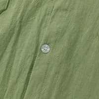Ušteda muška modna pamučna majica za pamučnu majicu casual gumb dolje zastoj dugih rukava Čvrsta boja