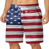 Bomotoo Muške patriotske zastave Skraćene hlače Ljeto Ležerne prilike Havajska kupaca za odmor Dan nezavisnosti za odmor Labavi dno kratke hlače sa džepovima