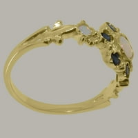 Britanska napravljena čvrsto 14K žuto zlatni prsten sa prirodnim prstenom za angažman Opal & Sapphire