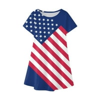 Yyeselk Dan nezavisnosti Outfit za devojku Djevojku Američka haljina za zastavu Četvrti juli Patriotska