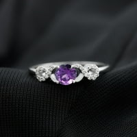 Ljubičasta ametist Promise Prsten s dijamantom za žene, 14k bijelo zlato, SAD 11.50