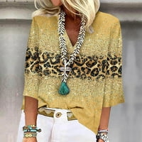 SKSLOEEG ženske majice proljetne grafičke bluze vrhovi Leopard tiskani labavi t majica V Tunički vrhovi