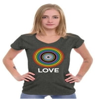 Ljubavna napretka Gay Pride Zastava Spiral Women Petite V-izrez majica Brisco Brends M