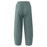 Guvpev muške casual slobodne minimalizam posteljine harem hlače pamučne posteljine casual pantalone široke pantalone za noge - tamno zeleni m