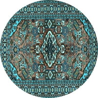 Ahgly Company u zatvorenom okruglom perzijskom svjetlu plave tradicionalne prostirke, 7 'runda