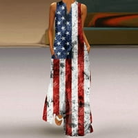 Dan nezavisnosti za žene Ležerne prilike plus Veličina V izrez Dnevna bez rukava Moda Amerikanac 4.