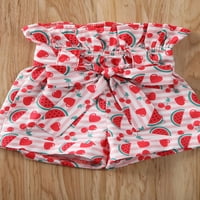 Wybzd Toddler Kids Baby Girl Rucrefle Bow prsluk Top majica Watermelon Print Hots Odjeća odjeća Crvena