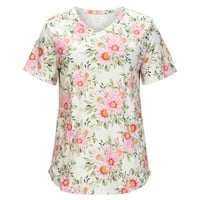 Darzheoy ljetne majice za ženu modni uzročni ispis bluza kratkih rukava majica majica ljetni vrhovi