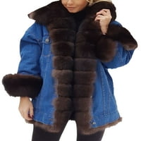 Ženska nejasna kamena jakna od punog boja Jean kaput dugih rukava zimska topla otvorena roba