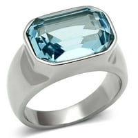 TK - visoki polirani prsten od nehrđajućeg čelika sa gornjim klasnim kristalom u morskom plavom