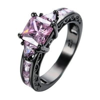 Prstenovi za žene prekrasna crna legura bakra umetnuta sa kvadratnim cirkonima u raznim bojama nakita