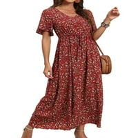TRCompare Womens Boho midi cvjetna haljina ljetna kratka rukava s dugim plažom Sendress- 3redi