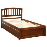 Twin platforma za odlaganje kreveta za drvo Okvir kreveta s dvije ladice i uzglavljenom, orahu