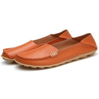 Daeful Womens Loafers kožne casual cipele s kliznim stanovima Rad prozračne modne udobne mokasinke narančaste