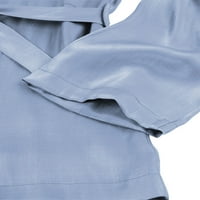 Eyicmarn ženska ležerna kućna odjeća Pidžama, dugih rukava pune boje rever, tops + labave duge hlače