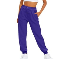 Ženska modna sportska džepa za crtanje u boji, ležerne dukseve hlače ljubičaste s