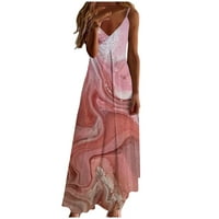 Ženska cvjetna print maxi haljina V izrez špagete remen za rezanje dame duga ljetna ležerna plaža odijela
