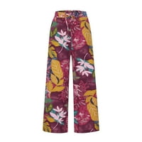 Farstey ženske pamučne pamučne pantalone za noge casual fusenski cvjetni print pantalone vrećasti fit