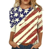 4. jula tunički vrhovi za žene čišćenje Juebong Ljeto rukav Ležerni američki zastava Patriotske grafičke vintage majice