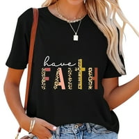 Imaju vjere Leopard Isusa Krista Boga Žene Grafički kratki rukav za žene: slatka i udobna majica sa