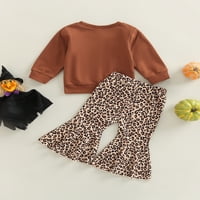 Djevojčica za bebe Jesen Halloween Odjeća Set Pismo Pumpkin tiskane majice dugih rukava + plamene hlače