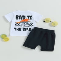0-3y baby Boys Hotsas Postavite majicu s kratkim rukavima lubanja s kratkim ljetnim odjećom