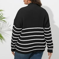 Duks pulover za žene pulover džemper plus veličine prugasti patchwork polutvrdnjak patentni zatvarač