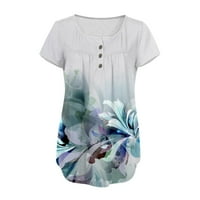 Aoksee Ljetna modna bluza za žene V-izrez cvjetne tiskane tuničke tastere majica kratkih rukava, 3xl-5xl