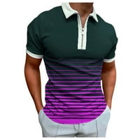 Polo majice za muškarce muški ležerni prut Print Okrenite bluza sa zatvaračem za zatvaranje kratkih