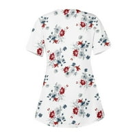 Huachen Womens Ljetni vrhovi kratki rukav etničko cvjetni slatki tops Fit Thirts majice Bluza