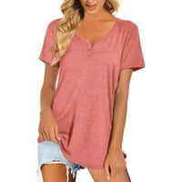 Ženska casual solidna boja V rect kratki rukav majica Tors TOPS bluza Košulje udobne žene prazne majice