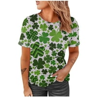 Ženska majica Crew izrez Grafički Shamrock Ispisne majice St. Patrickov dan kratkih rukava s kratkim