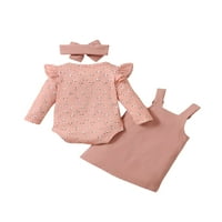 Gwiyeopda novorođenče djevojke slatke odjeće pamuk s dugim rukavima rub + džepna suknja + set za glavu